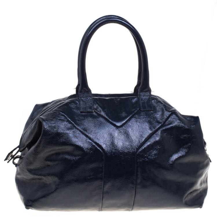 Pre Owned Saint Laurent Paris Black Patent Leather Medium Easy Y Bag