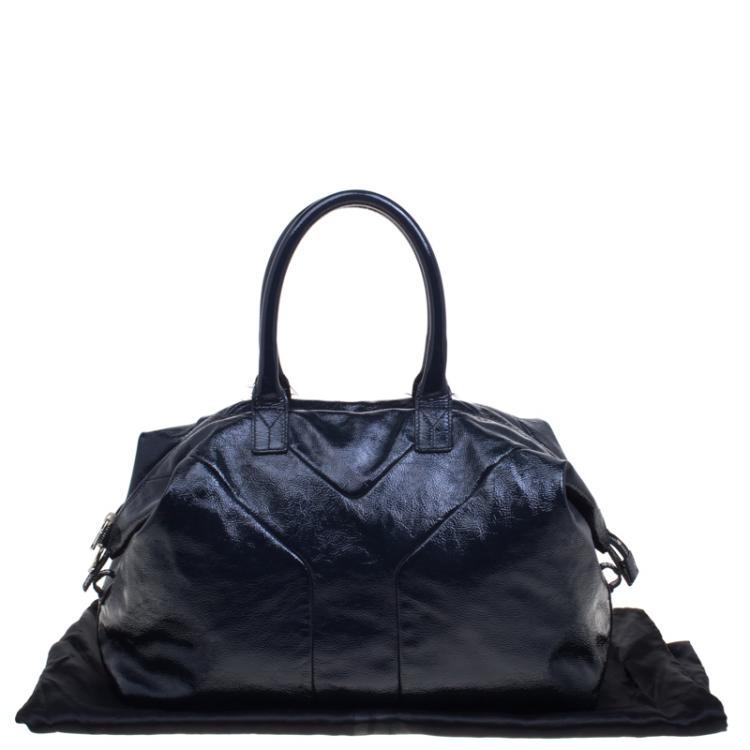 Pre Owned Saint Laurent Paris Black Patent Leather Medium Easy Y Bag