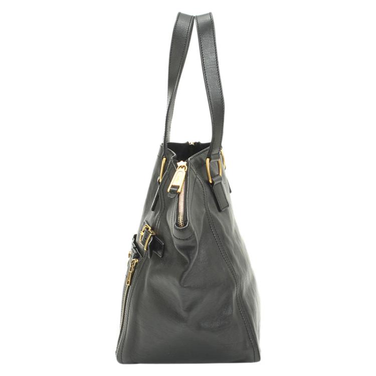 Pre Owned Saint Laurent Paris Black Leather Small Downtown Tote