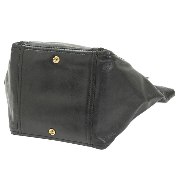 Pre Owned Saint Laurent Paris Black Leather Small Downtown Tote