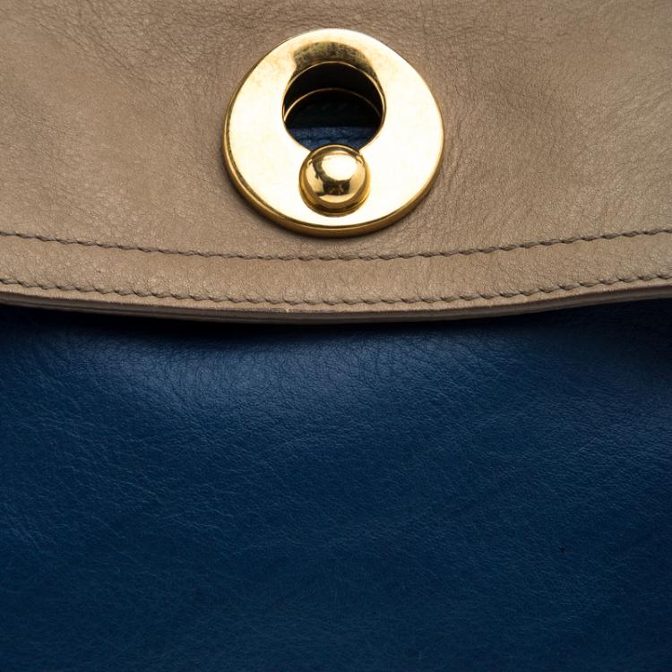 Pre Owned Saint Laurent Paris Multicolor Leather and Suede Muse Two Satchel