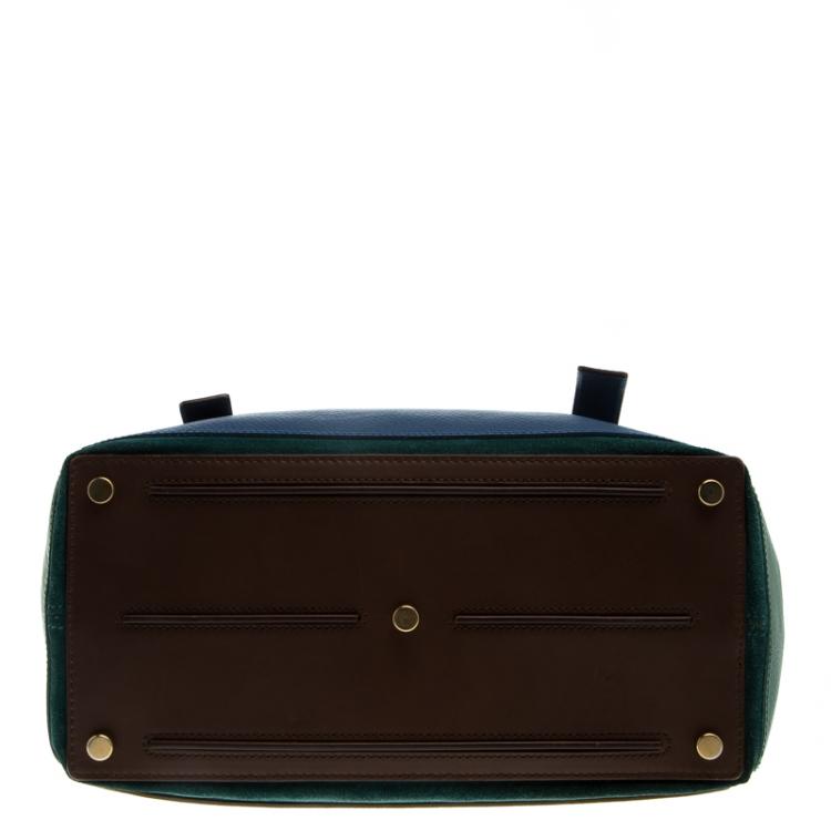 Pre Owned Saint Laurent Paris Multicolor Leather and Suede Muse Two Satchel