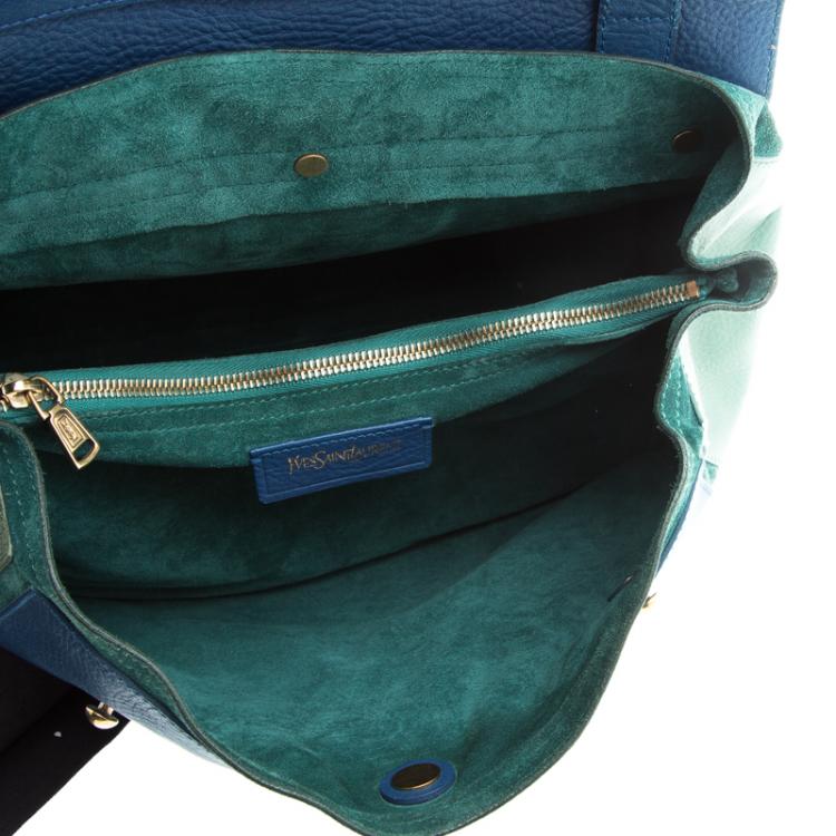 Pre Owned Saint Laurent Paris Multicolor Leather and Suede Muse Two Satchel