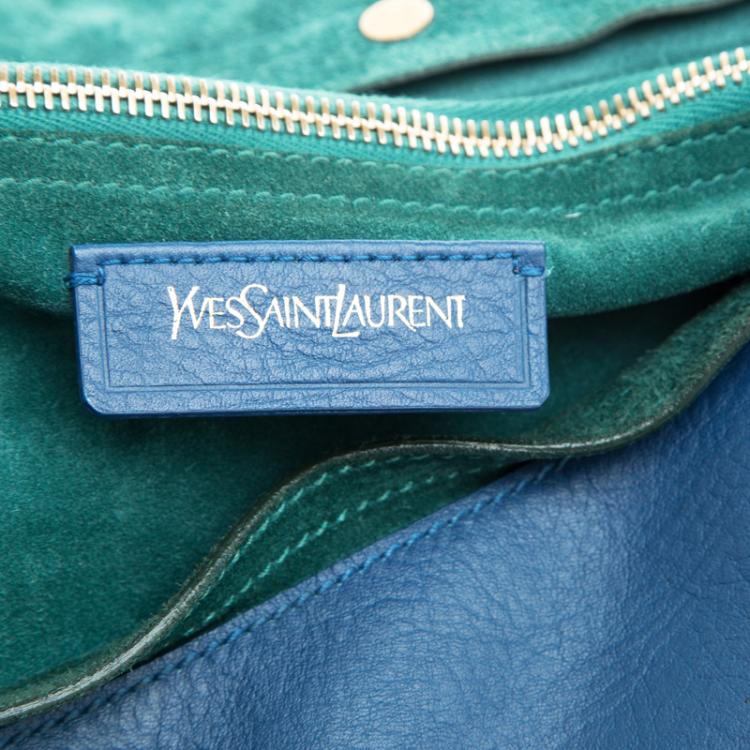 Pre Owned Saint Laurent Paris Multicolor Leather and Suede Muse Two Satchel