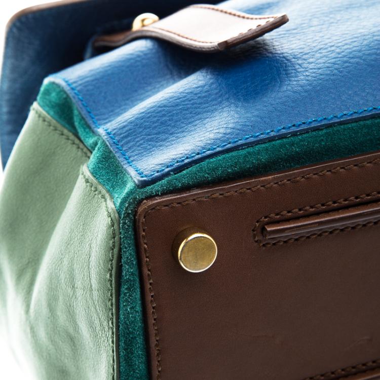 Pre Owned Saint Laurent Paris Multicolor Leather and Suede Muse Two Satchel