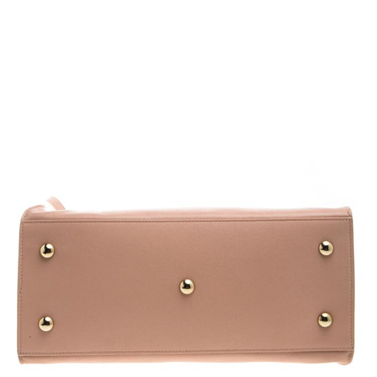Pre Owned Saint Laurent Paris Peach Leather Small Cabas Chyc Tote