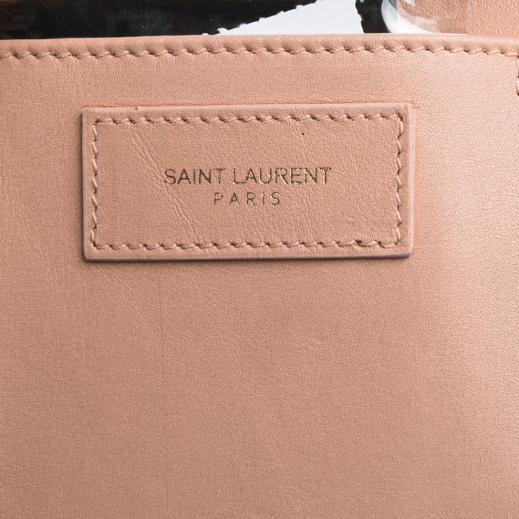 Pre Owned Saint Laurent Paris Peach Leather Small Cabas Chyc Tote
