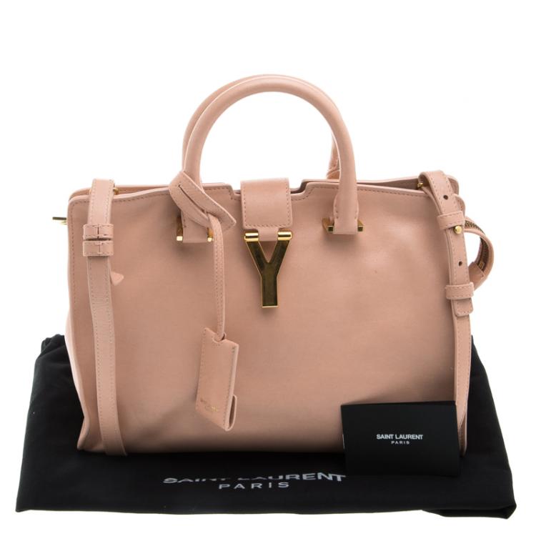Pre Owned Saint Laurent Paris Peach Leather Small Cabas Chyc Tote