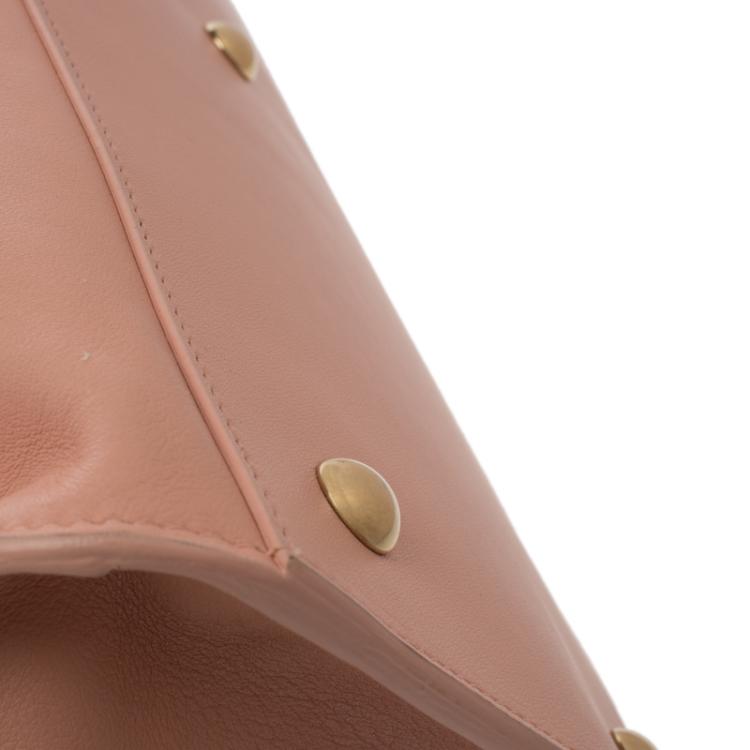 Pre Owned Saint Laurent Paris Peach Leather Small Cabas Chyc Tote