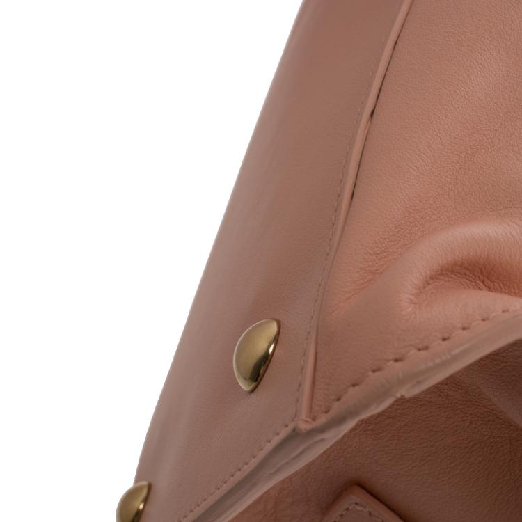 Pre Owned Saint Laurent Paris Peach Leather Small Cabas Chyc Tote