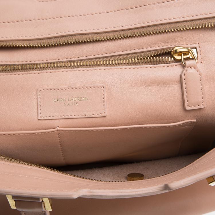 Pre Owned Saint Laurent Paris Peach Leather Medium Cabas Chyc Tote