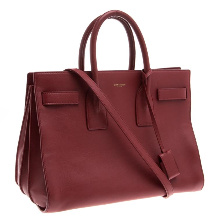 Pre Owned Saint Laurent Paris Red Leather Small Classic Sac De Jour Tote