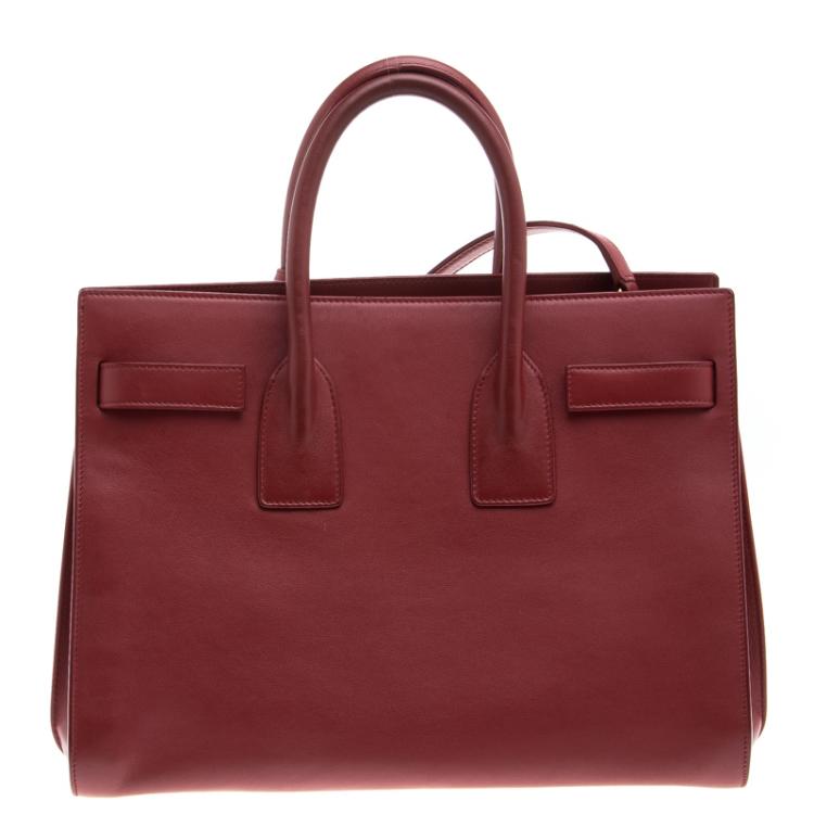 Pre Owned Saint Laurent Paris Red Leather Small Classic Sac De Jour Tote