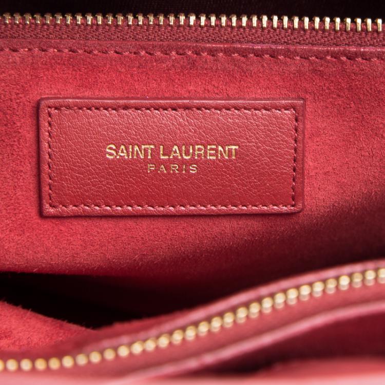Pre Owned Saint Laurent Paris Red Leather Small Classic Sac De Jour Tote