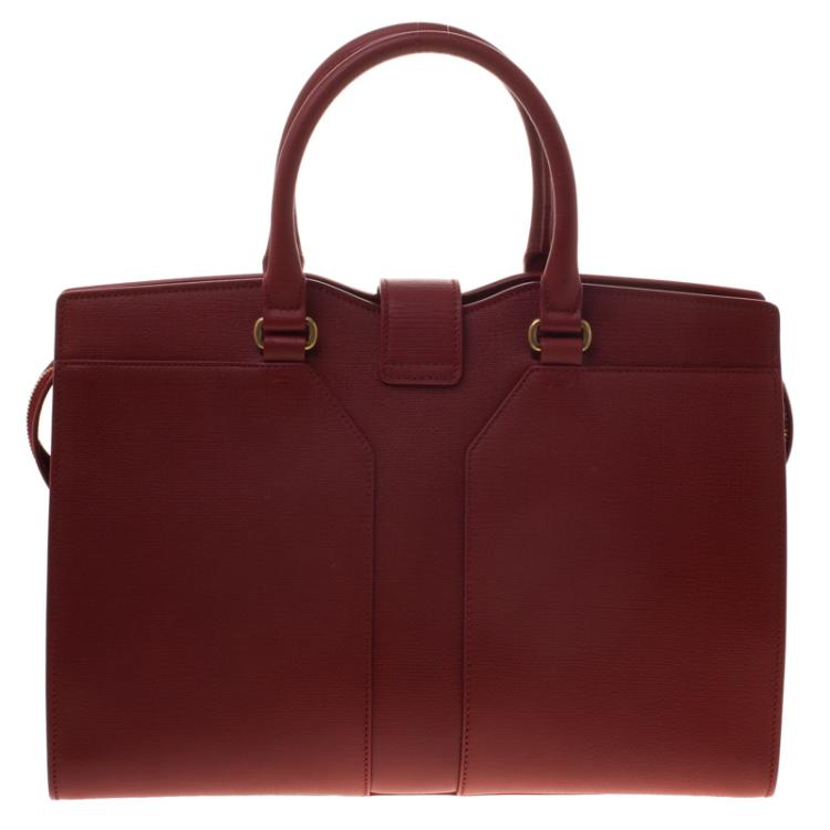 Pre Owned Saint Laurent Paris Red Leather Medium Cabas Chyc Tote