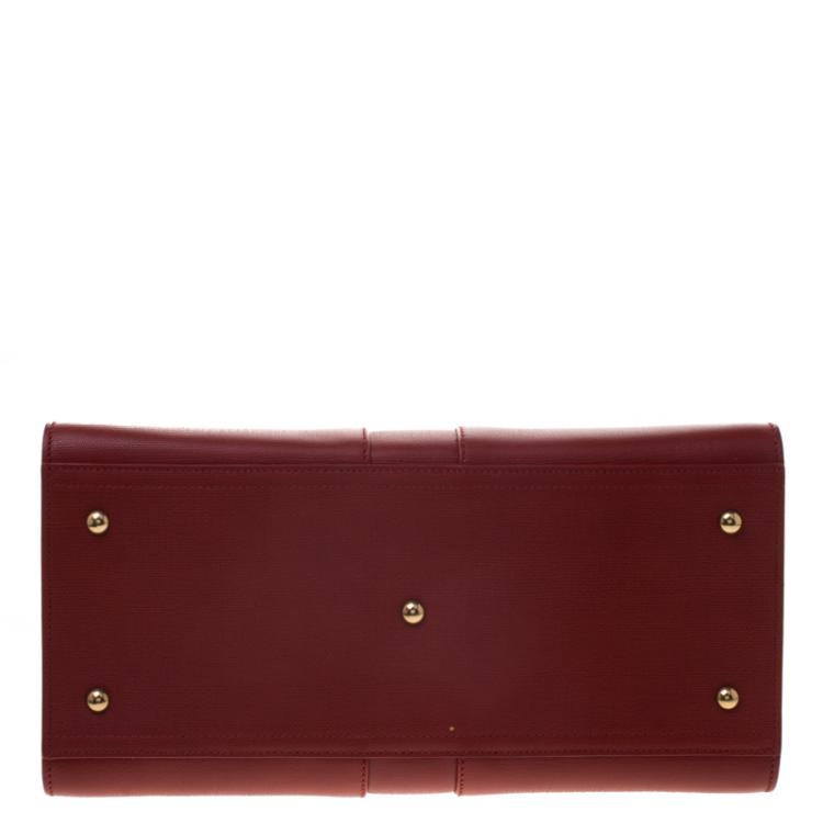 Pre Owned Saint Laurent Paris Red Leather Medium Cabas Chyc Tote