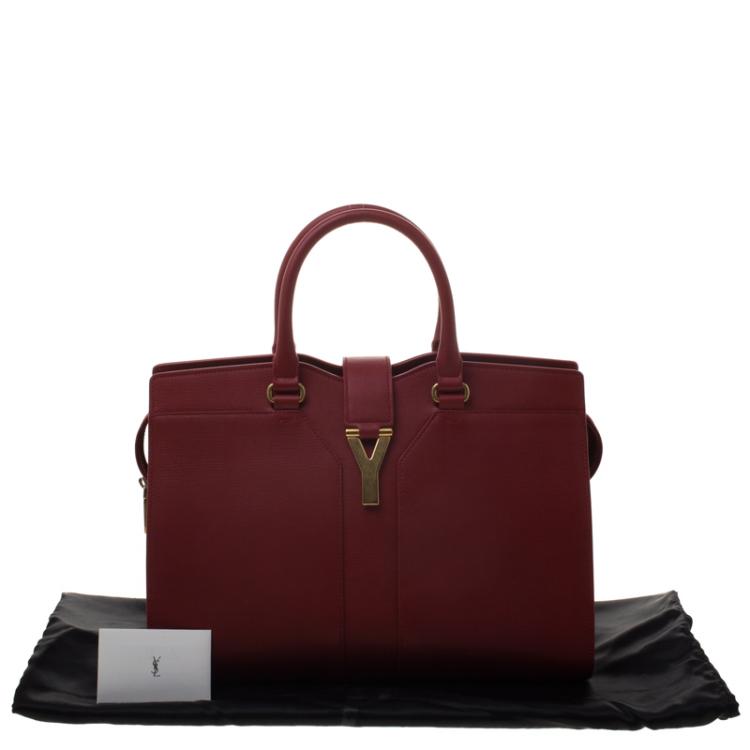 Pre Owned Saint Laurent Paris Red Leather Medium Cabas Chyc Tote