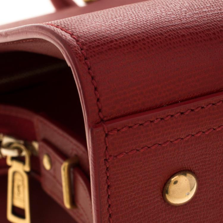 Pre Owned Saint Laurent Paris Red Leather Medium Cabas Chyc Tote