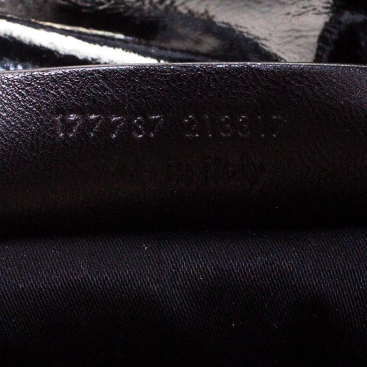 Pre Owned Saint laurent Paris Black Lizard Embossed Patent Leather Large Tribute Tote