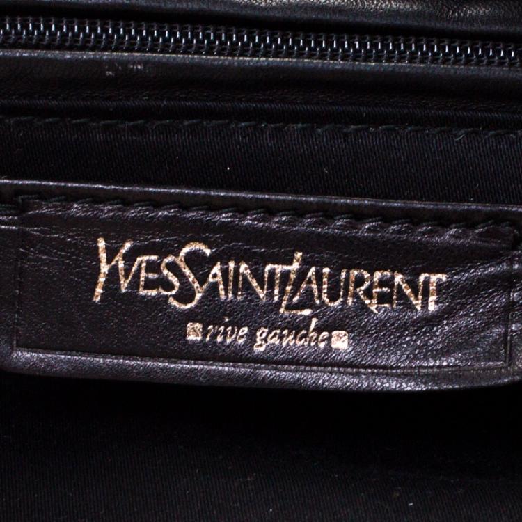 Pre Owned Saint laurent Paris Black Lizard Embossed Patent Leather Large Tribute Tote