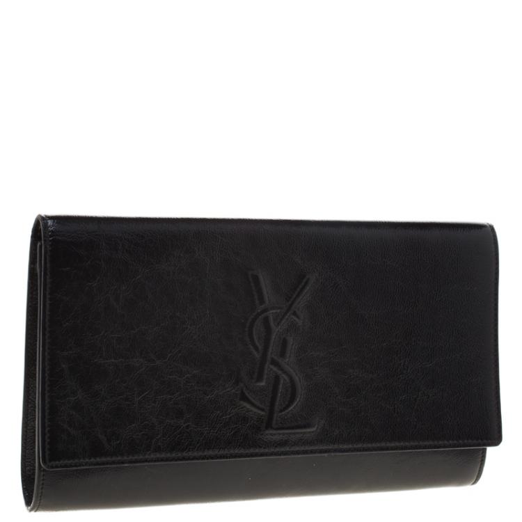 Pre Owned Saint Laurent Paris Black Patent Leather Belle De Jour Flap Clutch