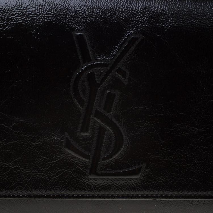 Pre Owned Saint Laurent Paris Black Patent Leather Belle De Jour Flap Clutch