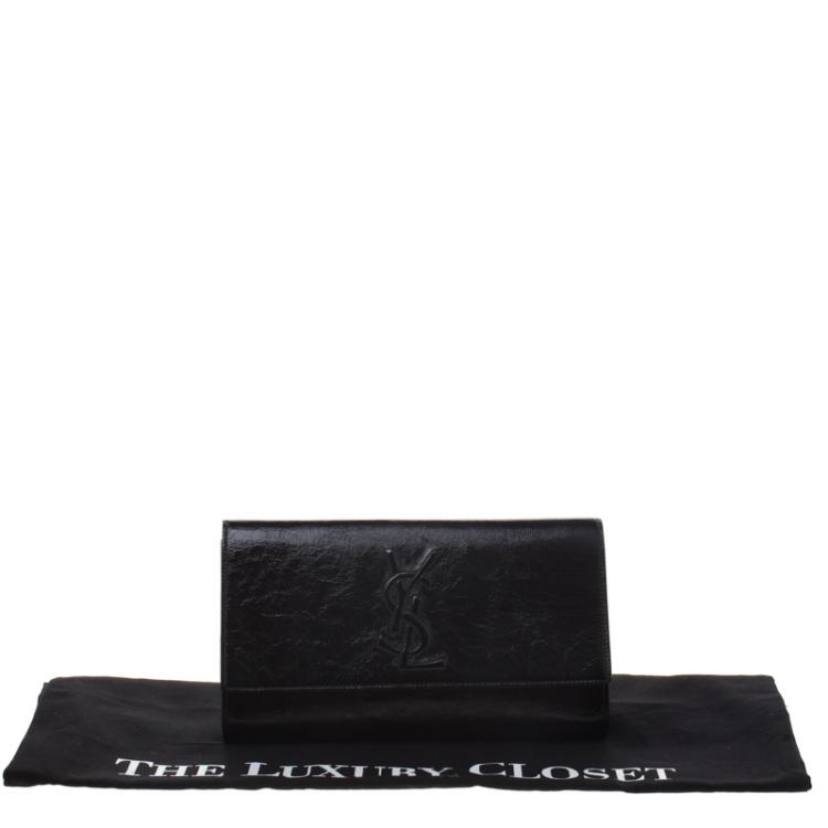 Pre Owned Saint Laurent Paris Black Patent Leather Belle De Jour Flap Clutch