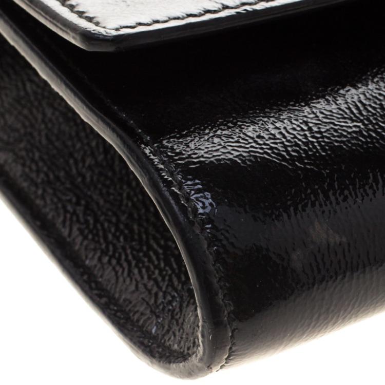 Pre Owned Saint Laurent Paris Black Patent Leather Belle De Jour Flap Clutch