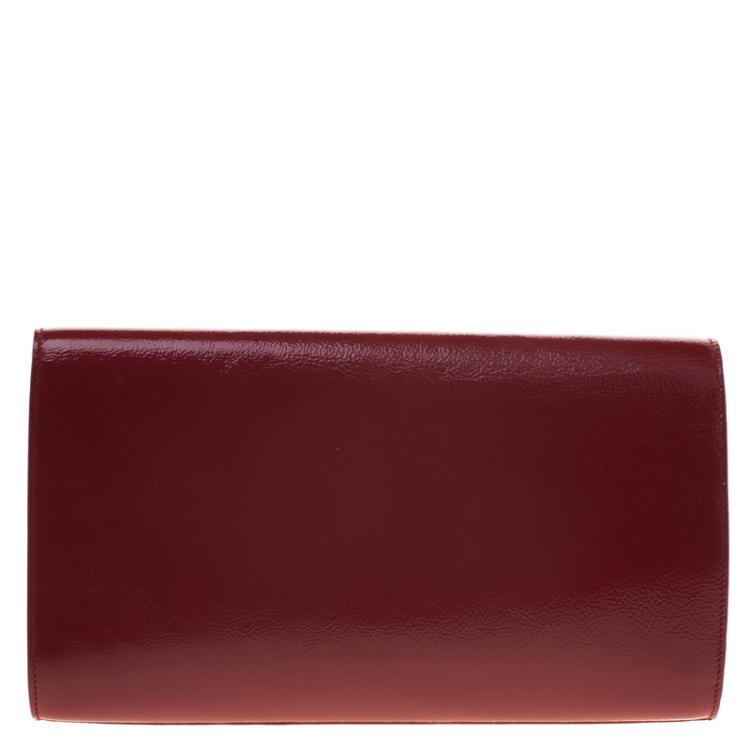 Pre Owned Saint Laurent Paris Red Patent Leather Belle De Jour Flap Clutch