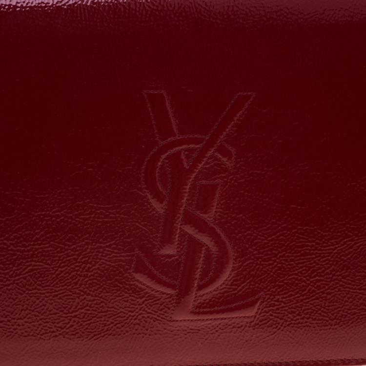Pre Owned Saint Laurent Paris Red Patent Leather Belle De Jour Flap Clutch