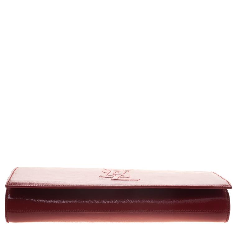 Pre Owned Saint Laurent Paris Red Patent Leather Belle De Jour Flap Clutch