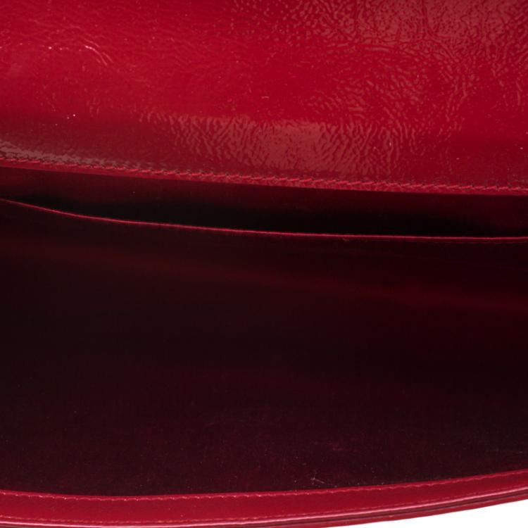 Pre Owned Saint Laurent Paris Red Patent Leather Belle De Jour Flap Clutch