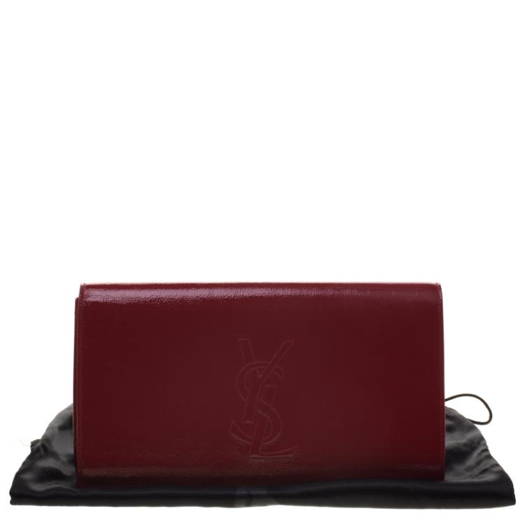 Pre Owned Saint Laurent Paris Red Patent Leather Belle De Jour Flap Clutch