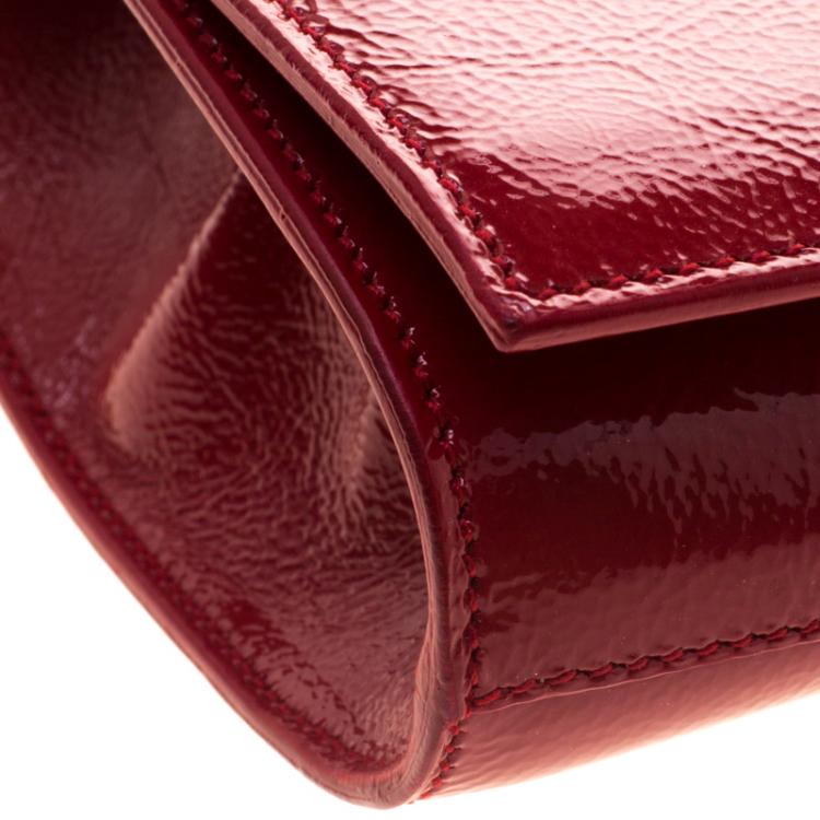 Pre Owned Saint Laurent Paris Red Patent Leather Belle De Jour Flap Clutch