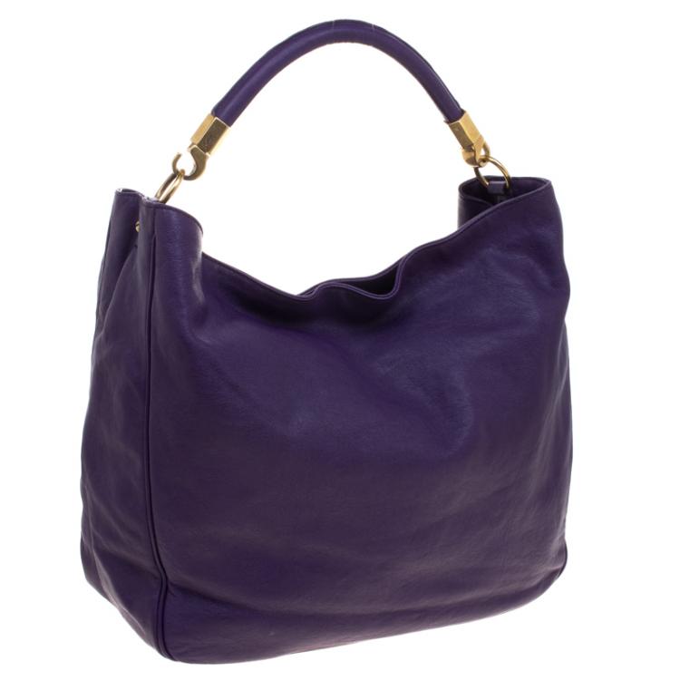 Pre Owned Saint Laurent Paris Purple Leather Roady Hobo