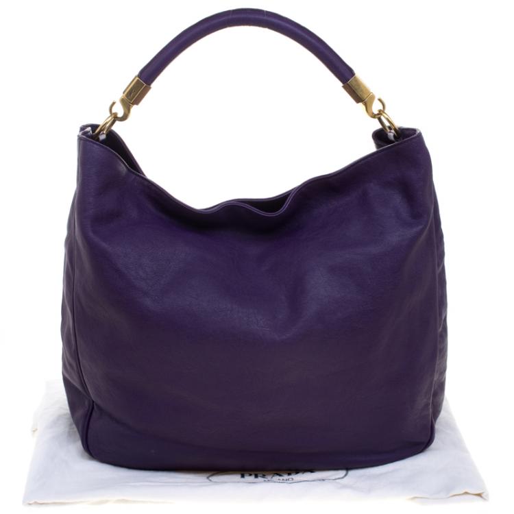 Pre Owned Saint Laurent Paris Purple Leather Roady Hobo