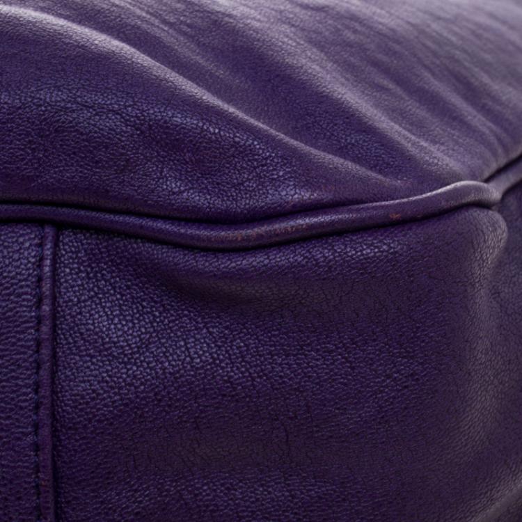 Pre Owned Saint Laurent Paris Purple Leather Roady Hobo
