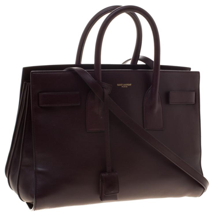 Pre Owned Saint Laurent Paris Dark Burgundy Leather Small Classic Sac De Jour Tote