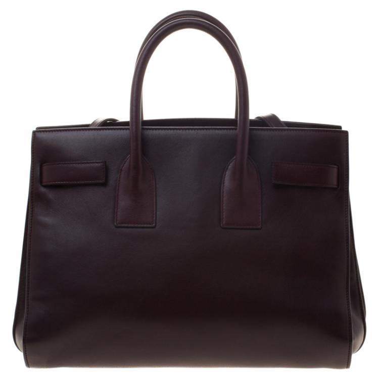 Pre Owned Saint Laurent Paris Dark Burgundy Leather Small Classic Sac De Jour Tote