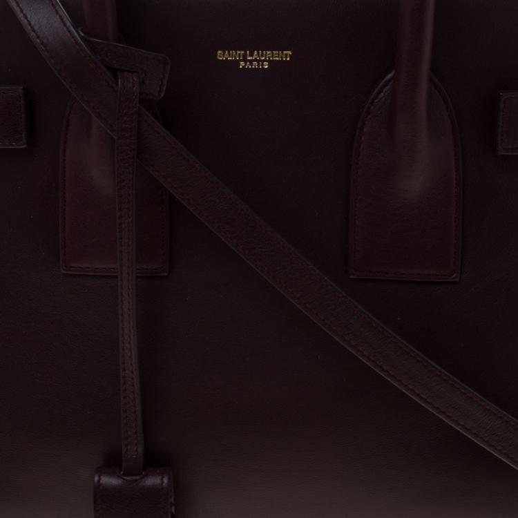 Pre Owned Saint Laurent Paris Dark Burgundy Leather Small Classic Sac De Jour Tote
