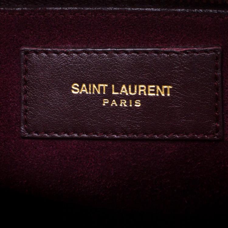 Pre Owned Saint Laurent Paris Dark Burgundy Leather Small Classic Sac De Jour Tote