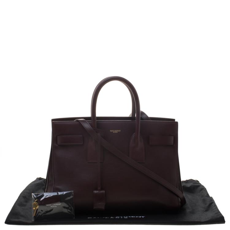 Pre Owned Saint Laurent Paris Dark Burgundy Leather Small Classic Sac De Jour Tote