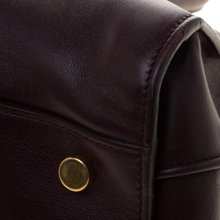 Pre Owned Saint Laurent Paris Dark Burgundy Leather Small Classic Sac De Jour Tote