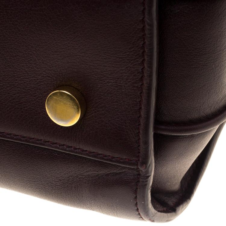 Pre Owned Saint Laurent Paris Dark Burgundy Leather Small Classic Sac De Jour Tote
