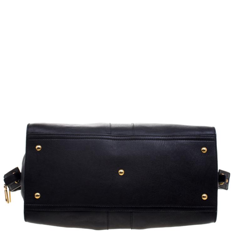Pre Owned Saint Laurent Paris Black Leather Medium Cabas Chyc Satchel