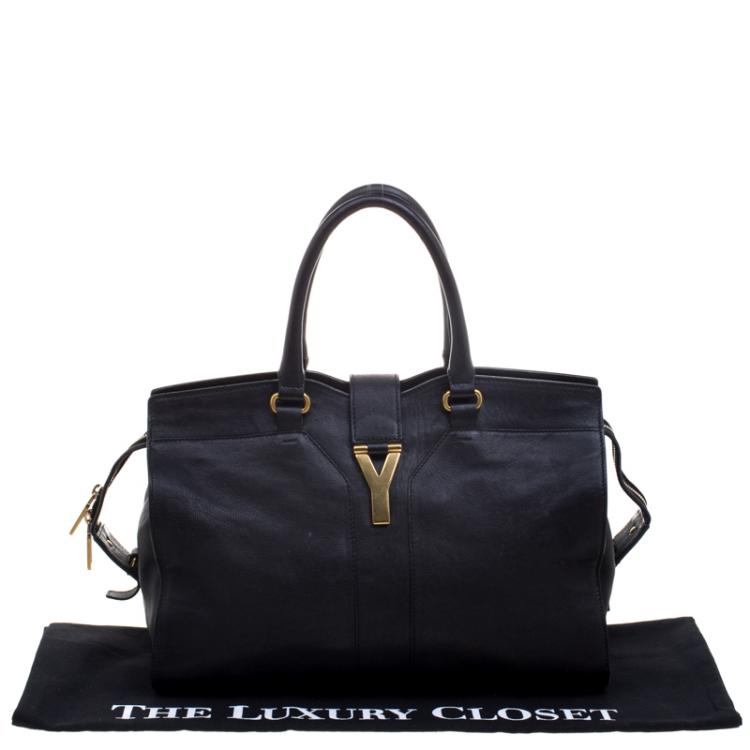 Pre Owned Saint Laurent Paris Black Leather Medium Cabas Chyc Satchel