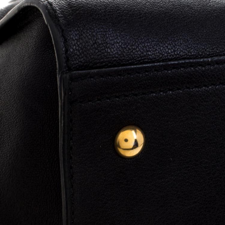Pre Owned Saint Laurent Paris Black Leather Medium Cabas Chyc Satchel