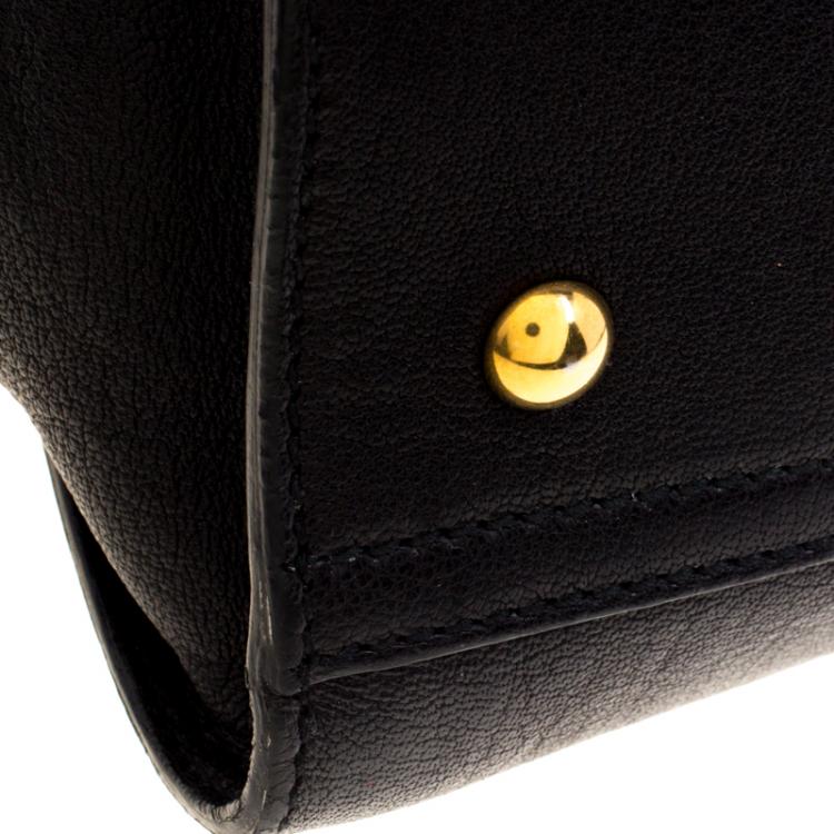 Pre Owned Saint Laurent Paris Black Leather Medium Cabas Chyc Satchel