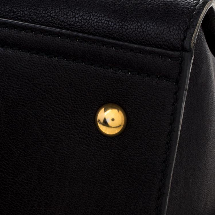 Pre Owned Saint Laurent Paris Black Leather Medium Cabas Chyc Satchel