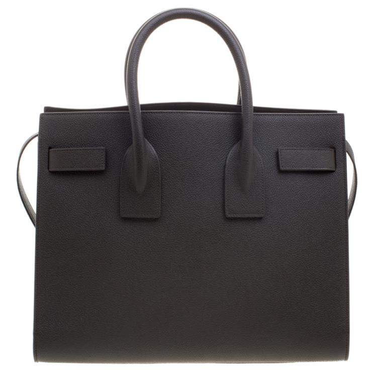 Pre Owned Saint Laurent Paris Seaweed Green Leather Small Classic Sac De Jour Tote